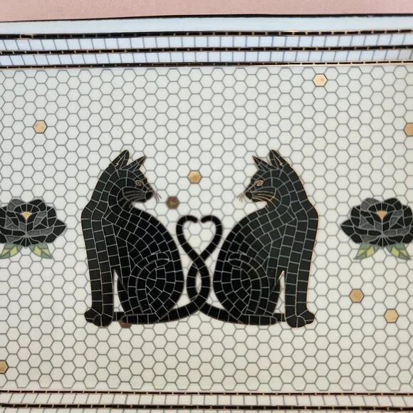 Anthropologie Bistro Tile Vanity Tray Cat Halloween NEW - Picture 5 of 10
